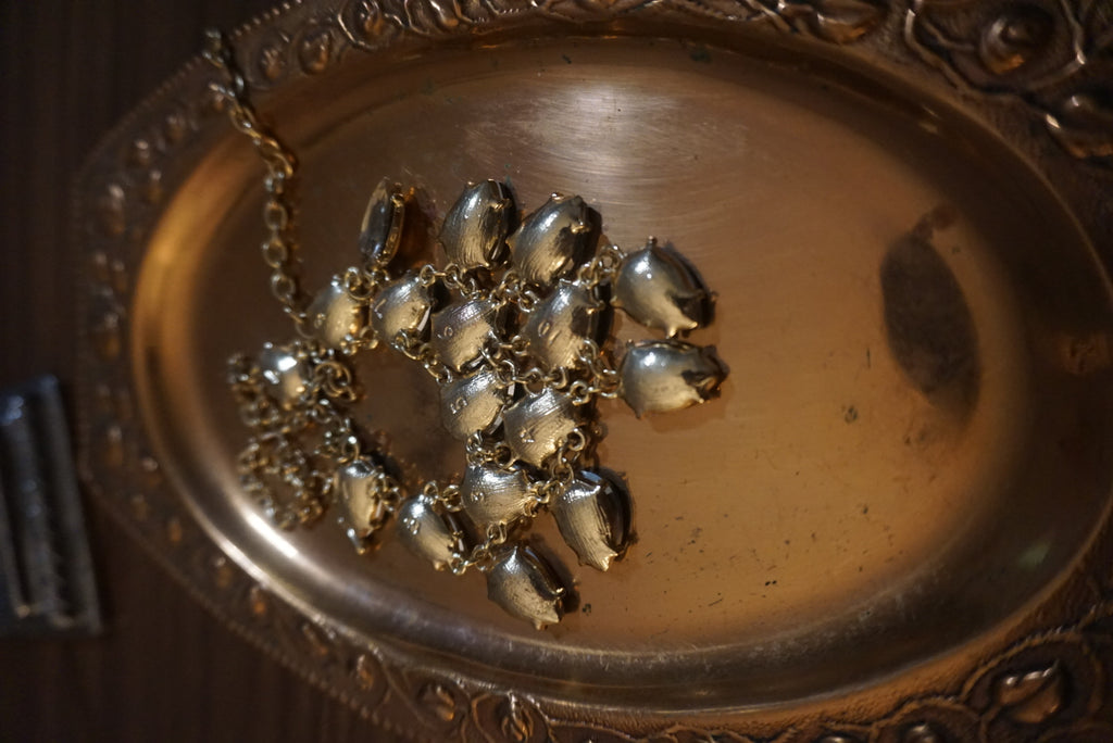 Vintage Statement Jewelry Necklace with Teardrop Stones