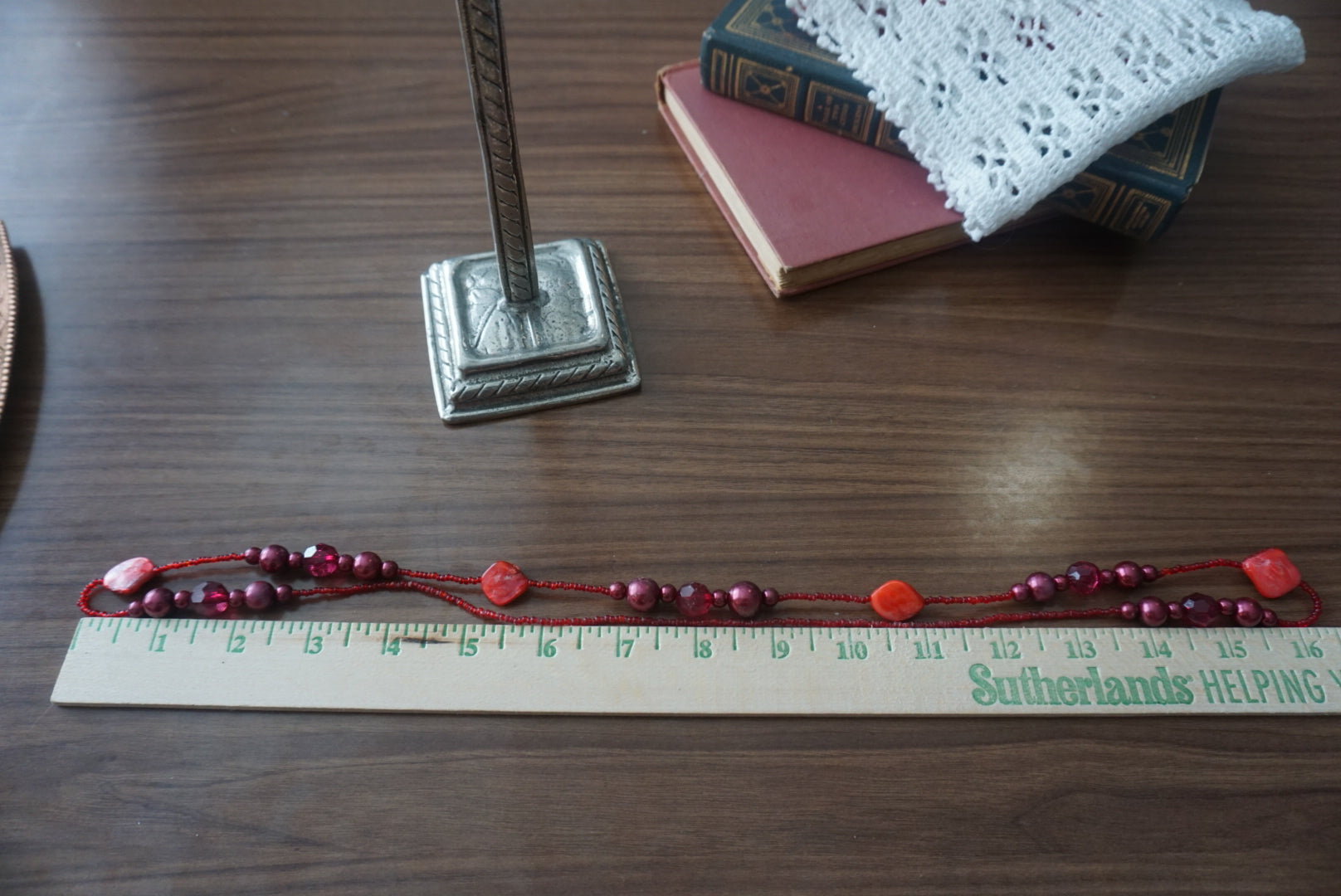 Handmade Red and Brown Beaded Necklace