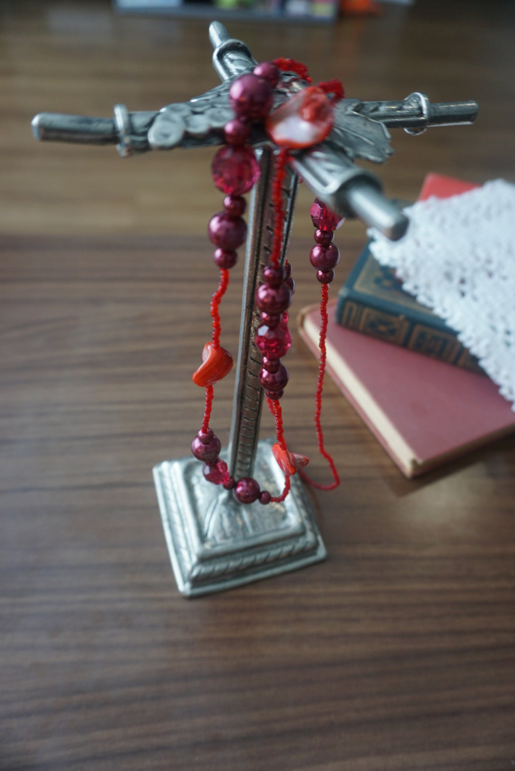 Handmade Red and Brown Beaded Necklace