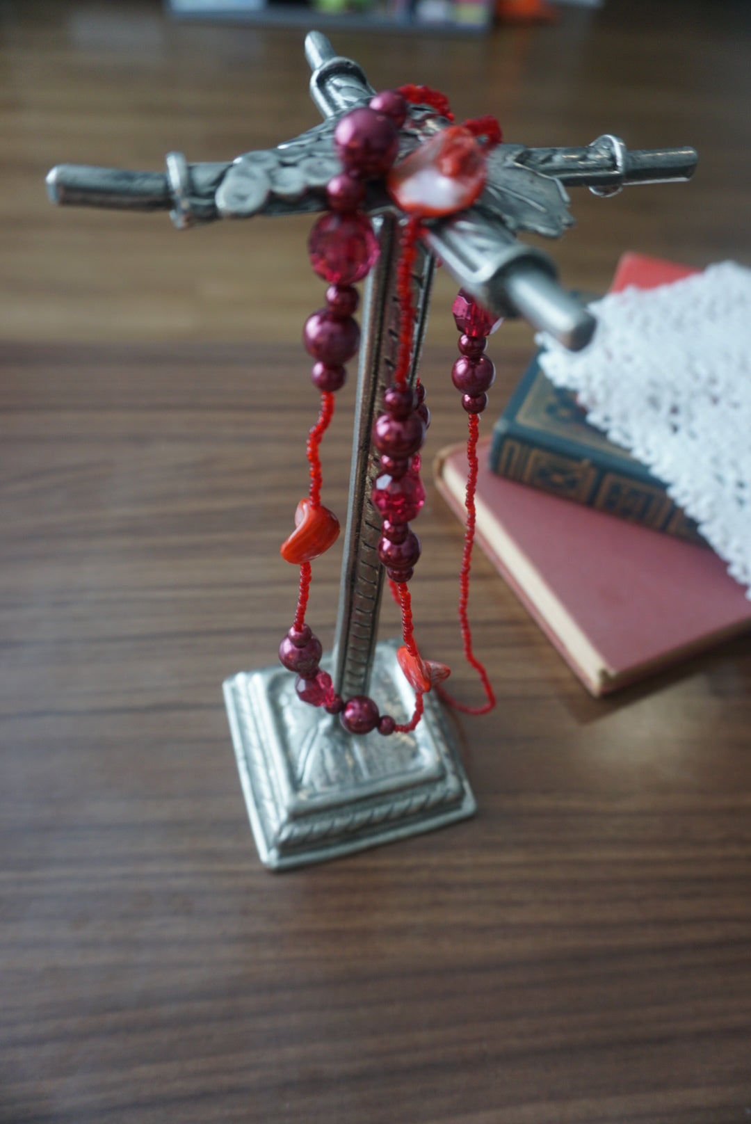 Handmade Red and Brown Beaded Necklace