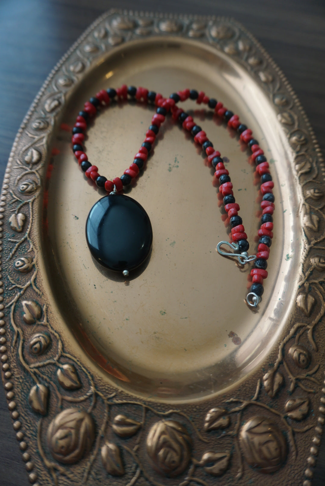 Red and Black Beaded Necklace