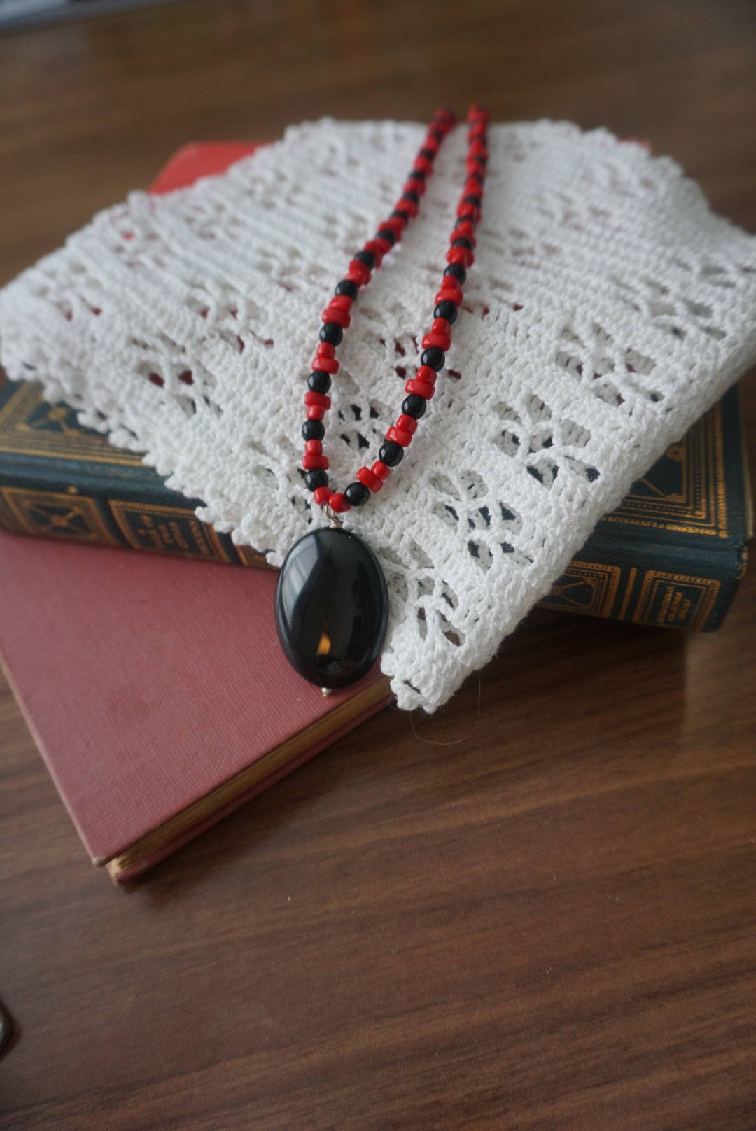 Red and Black Beaded Necklace