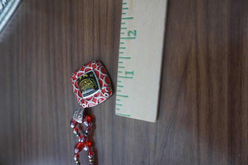 Red Beaded Pendant Necklace