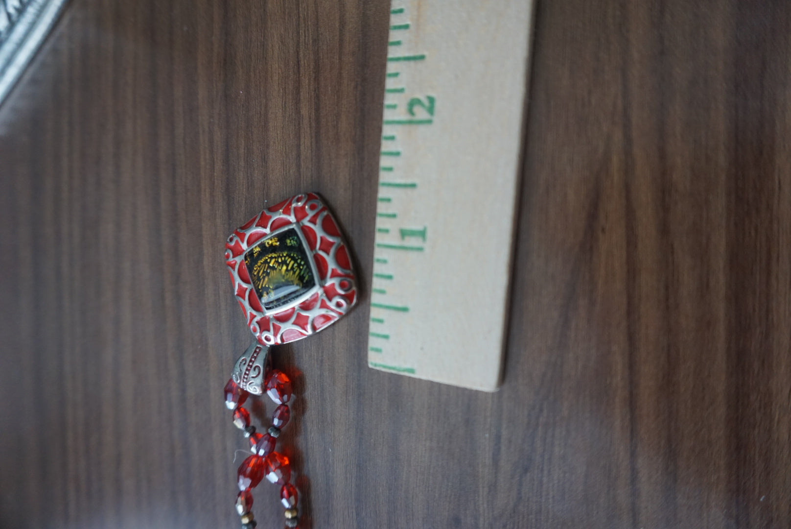 Red Beaded Pendant Necklace