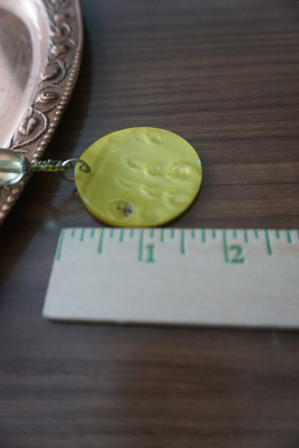 Yellow Pendant Necklace with Beaded Chain