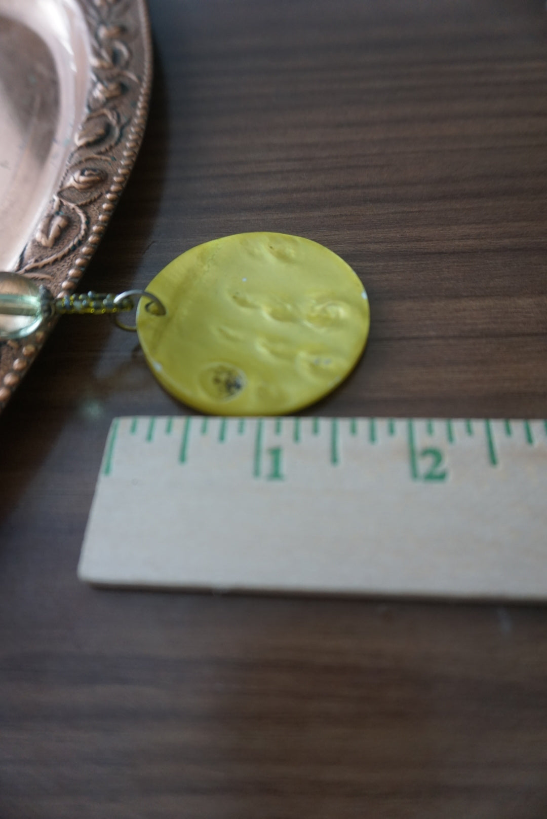 Yellow Pendant Necklace with Beaded Chain