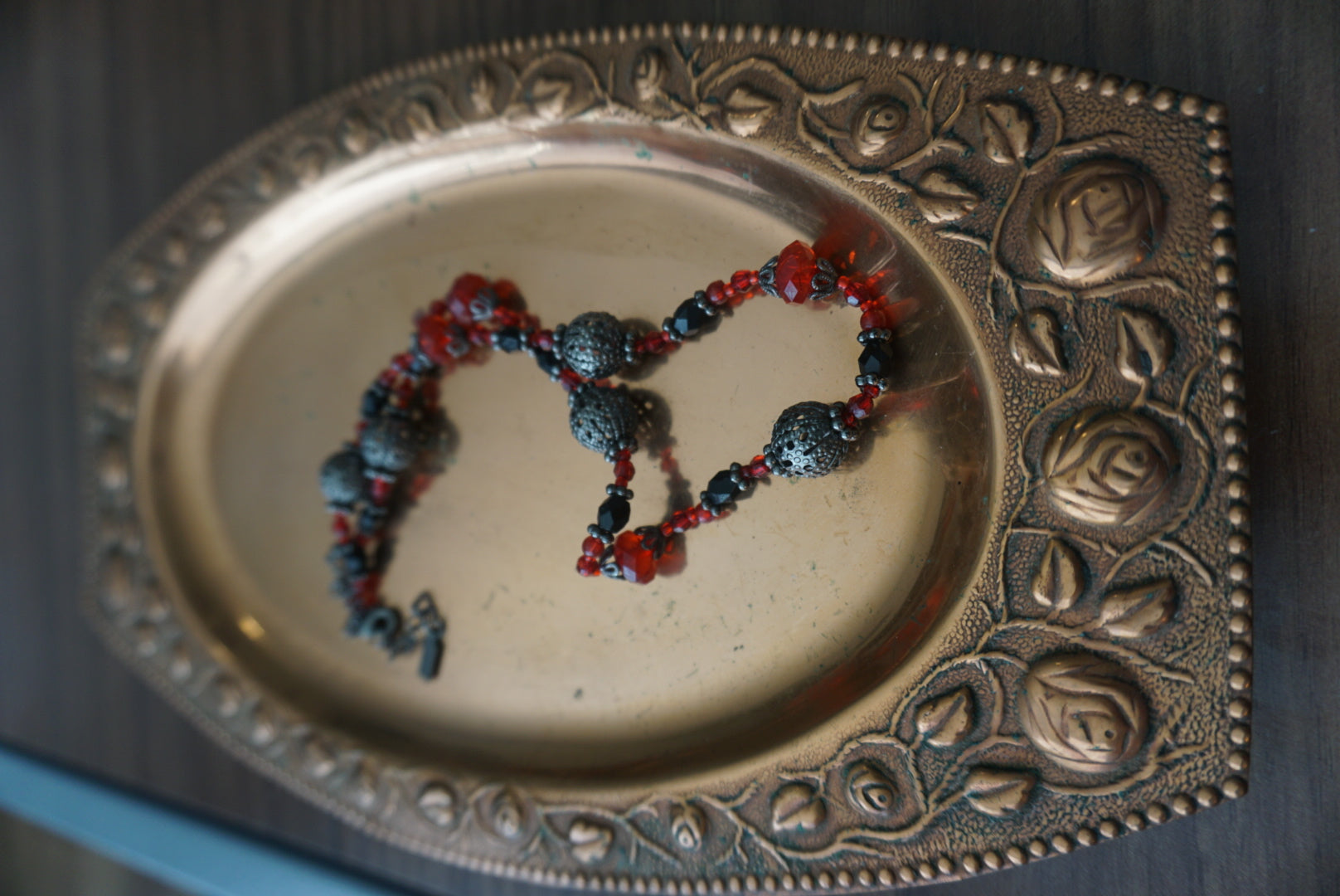 Black and Red Beaded Necklace