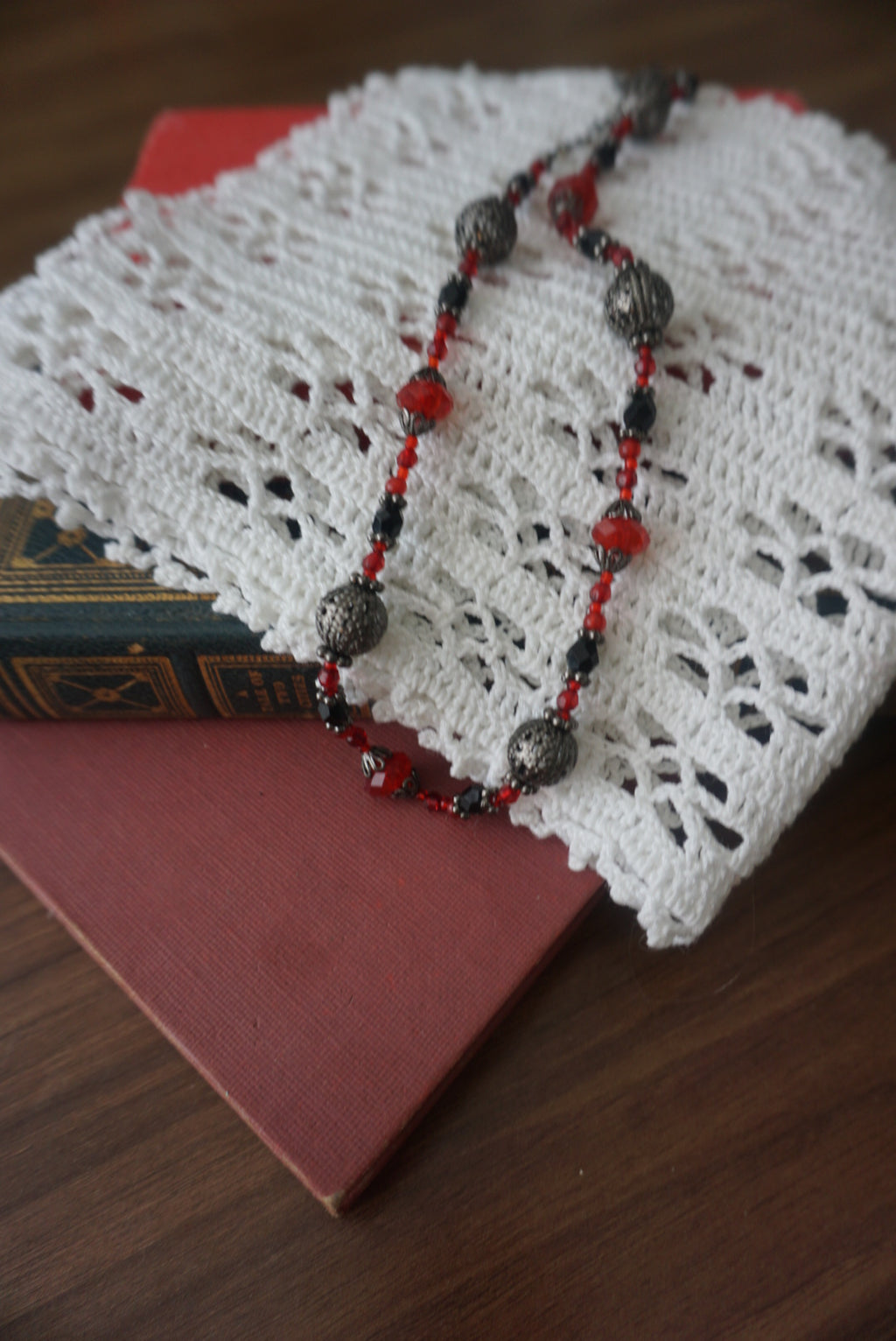 Black and Red Beaded Necklace