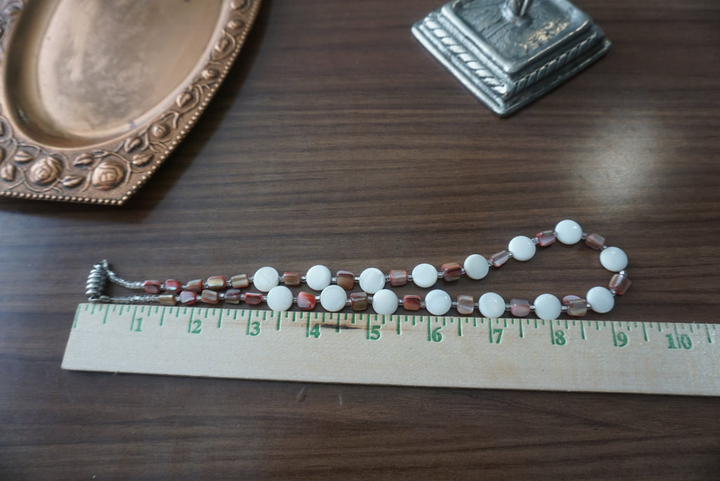 Elegant White and Bronze Beaded Necklace