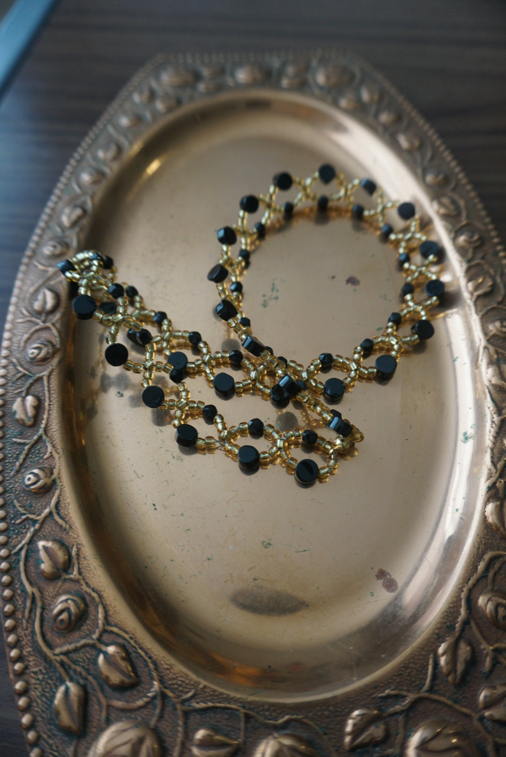 Black and Gold Beaded Necklace
