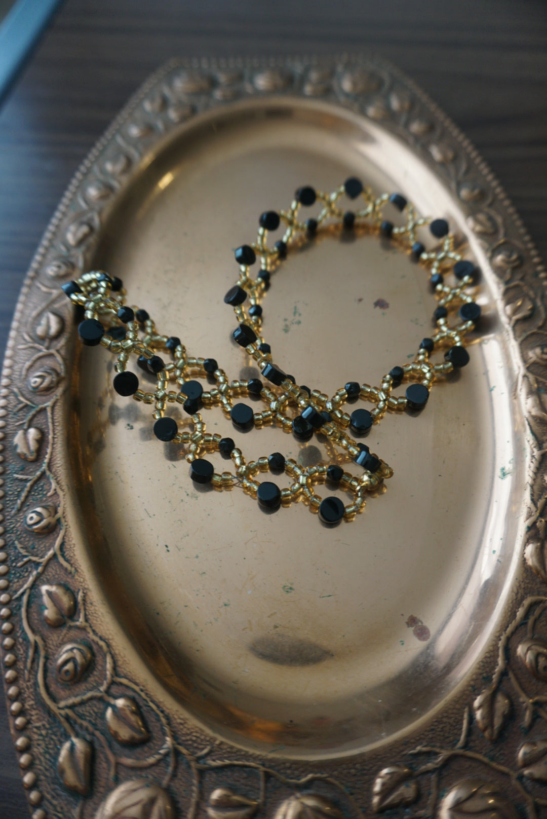 Black and Gold Beaded Necklace