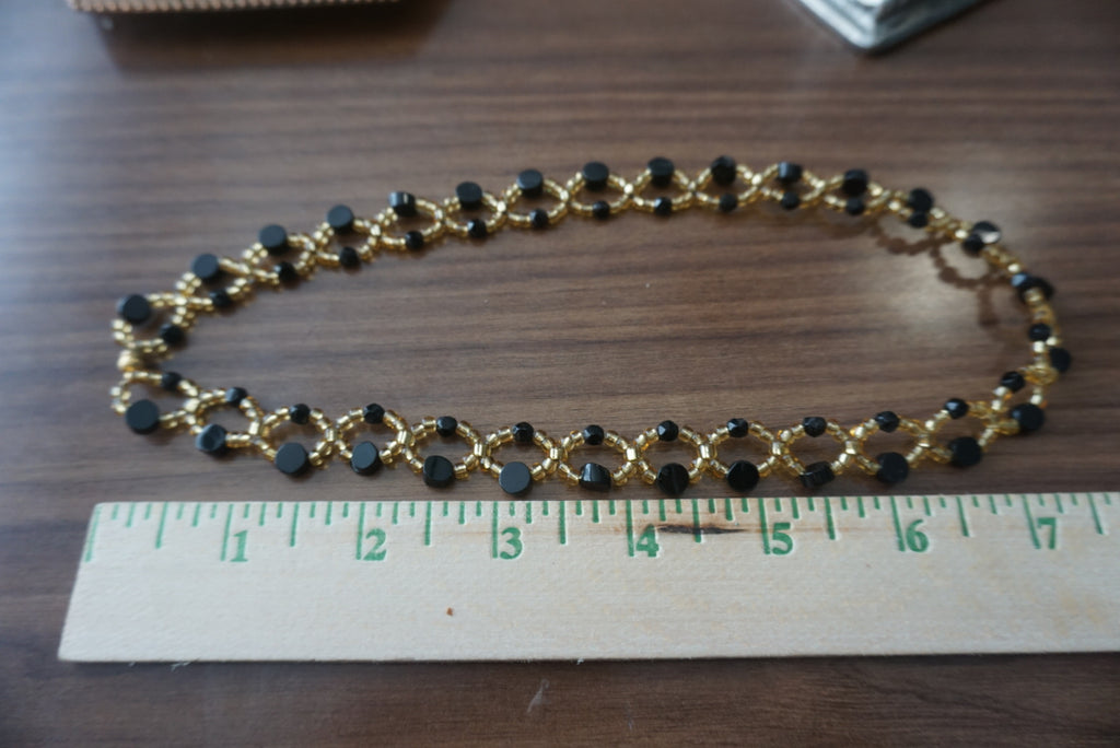 Black and Gold Beaded Necklace