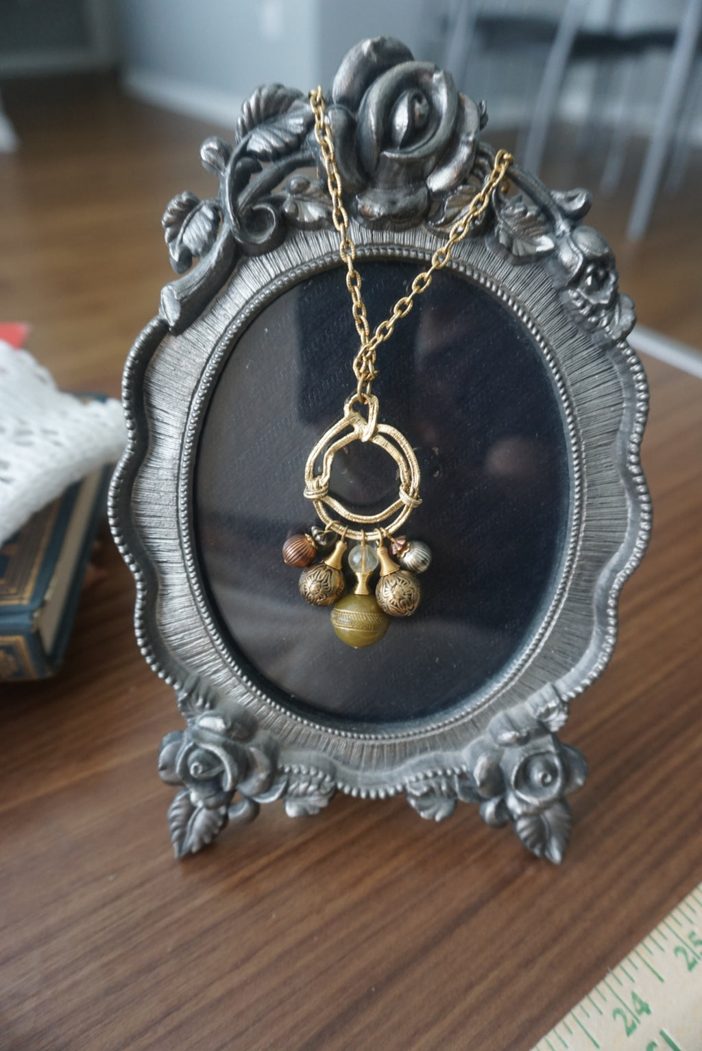 Vintage Gold Tone Beaded Necklace