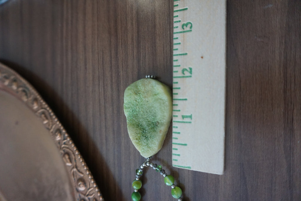 Green Beaded Necklace with Natural Stone