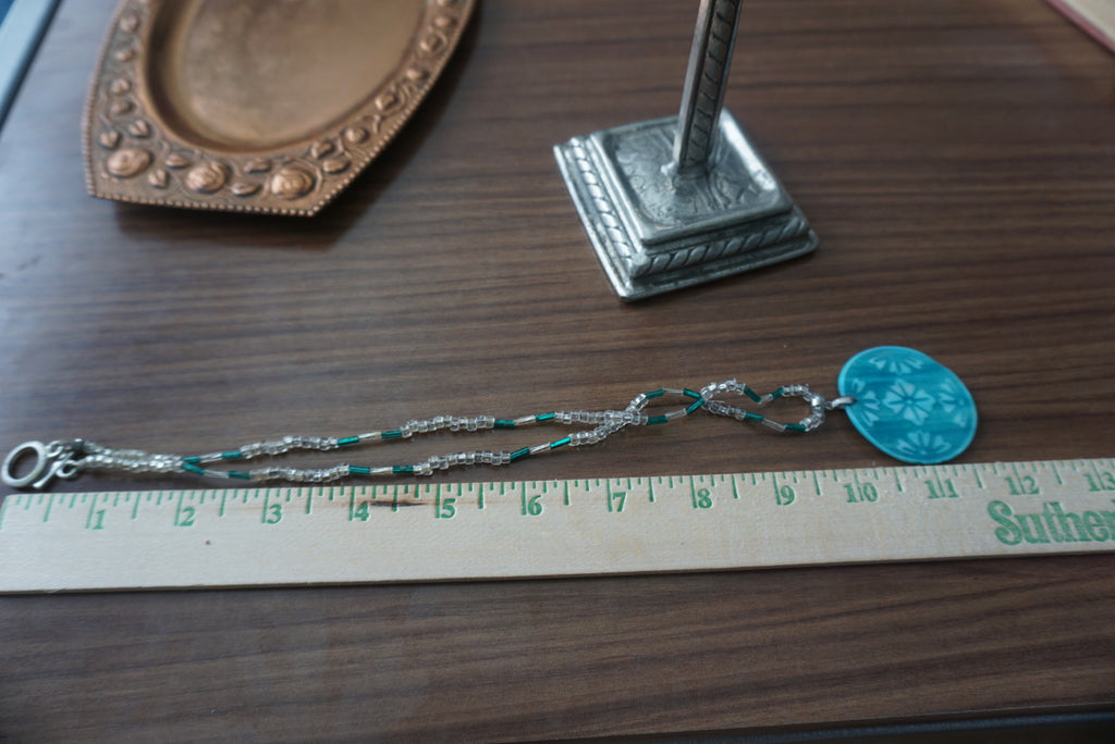 Teal Floral Pendant Necklace