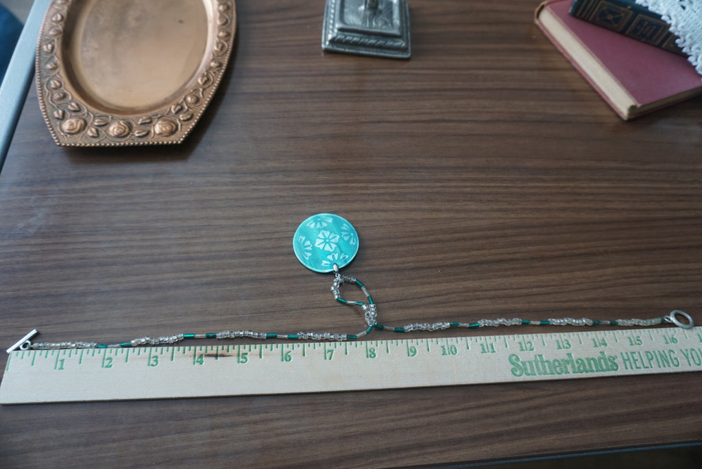 Teal Floral Pendant Necklace