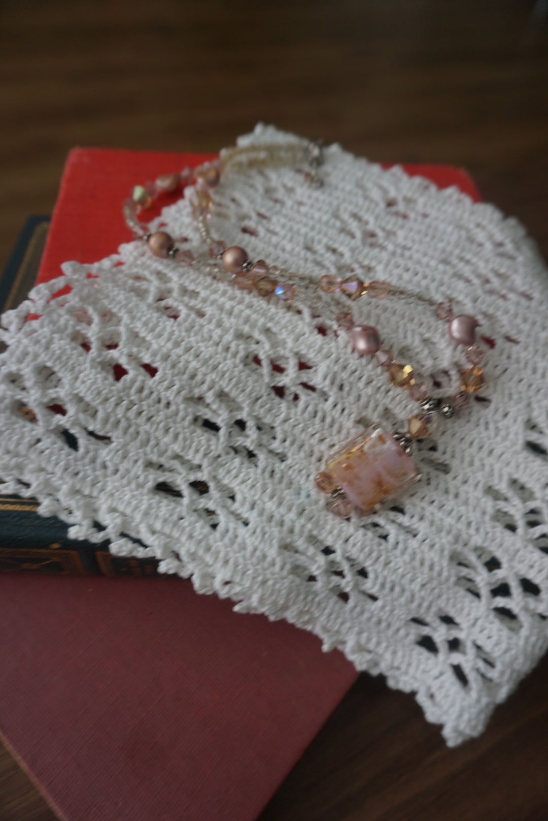 Elegant Beaded Necklace with Gold Pendant
