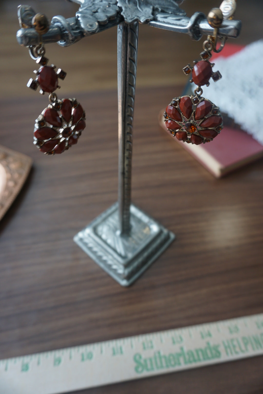 Vintage Red Drop Earrings