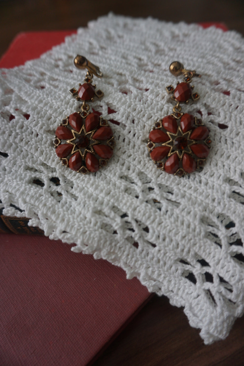 Vintage Red Drop Earrings