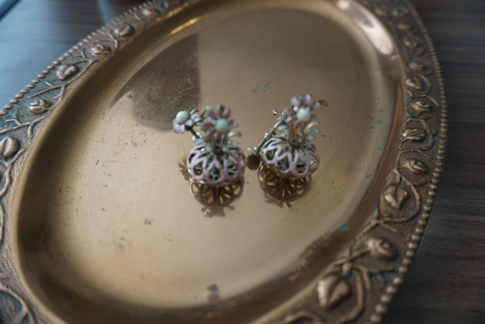Vintage Floral Clip-On Earrings