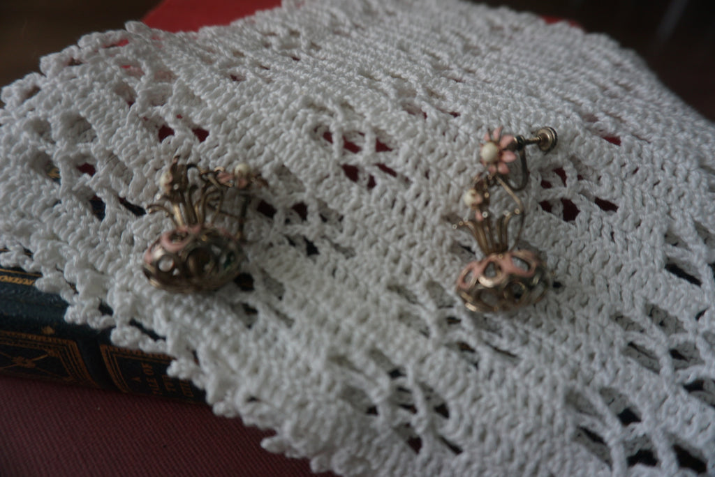 Vintage Floral Clip-On Earrings