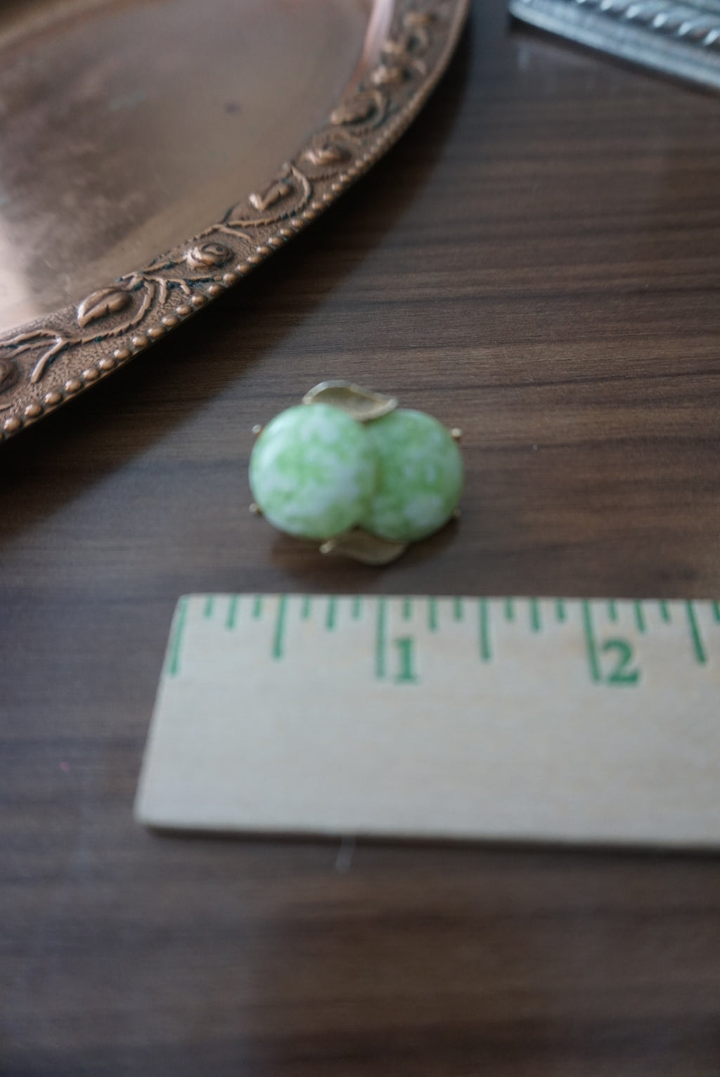 Vintage Green Stone Clip-On Earrings