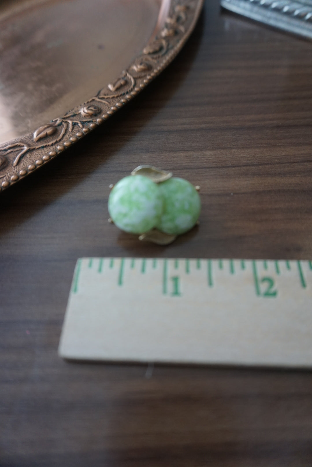 Vintage Green Stone Clip-On Earrings