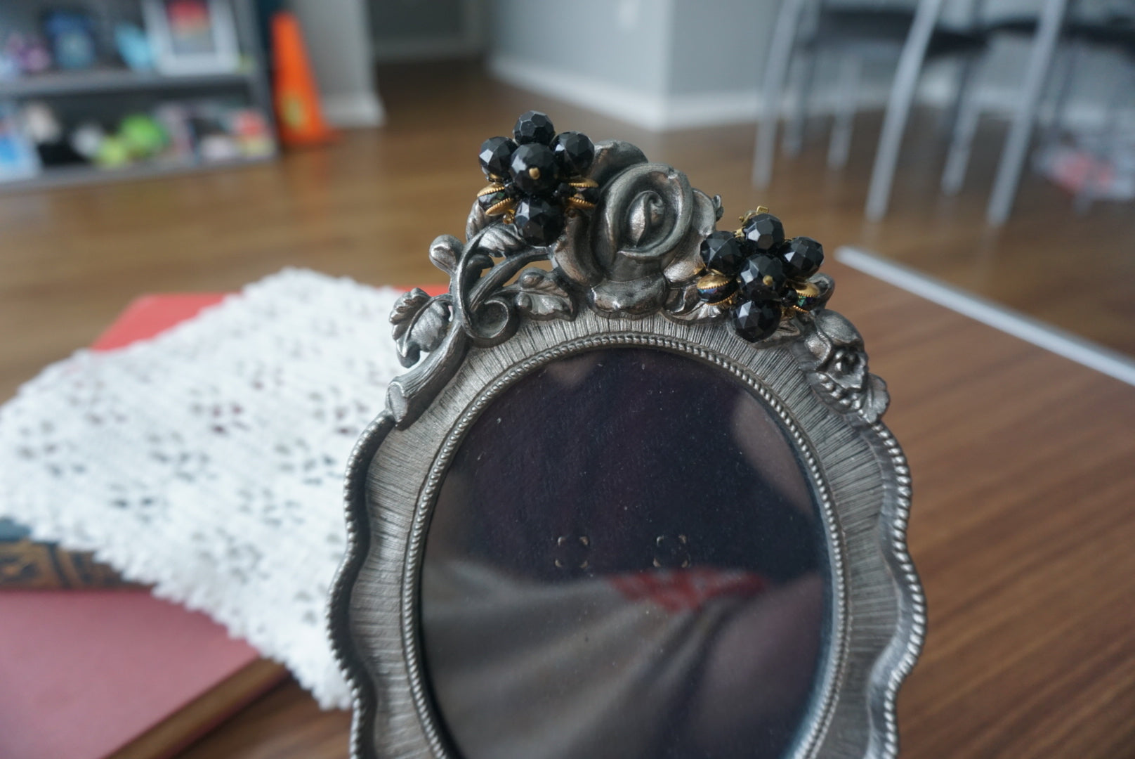 Vintage Black Floral Clip-On Earrings