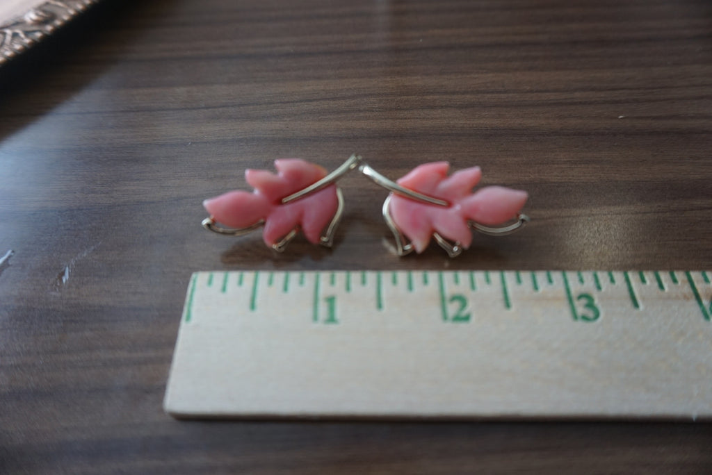 Pink Floral Leaf Brooch Pins