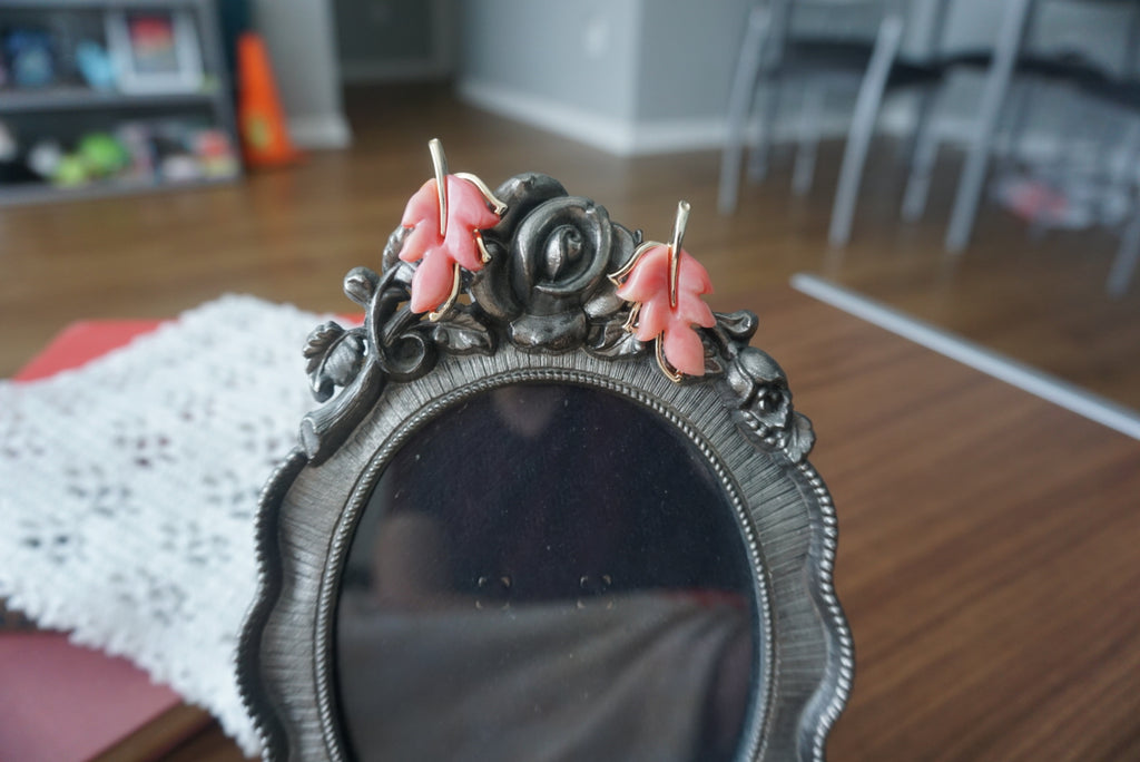 Pink Floral Leaf Brooch Pins