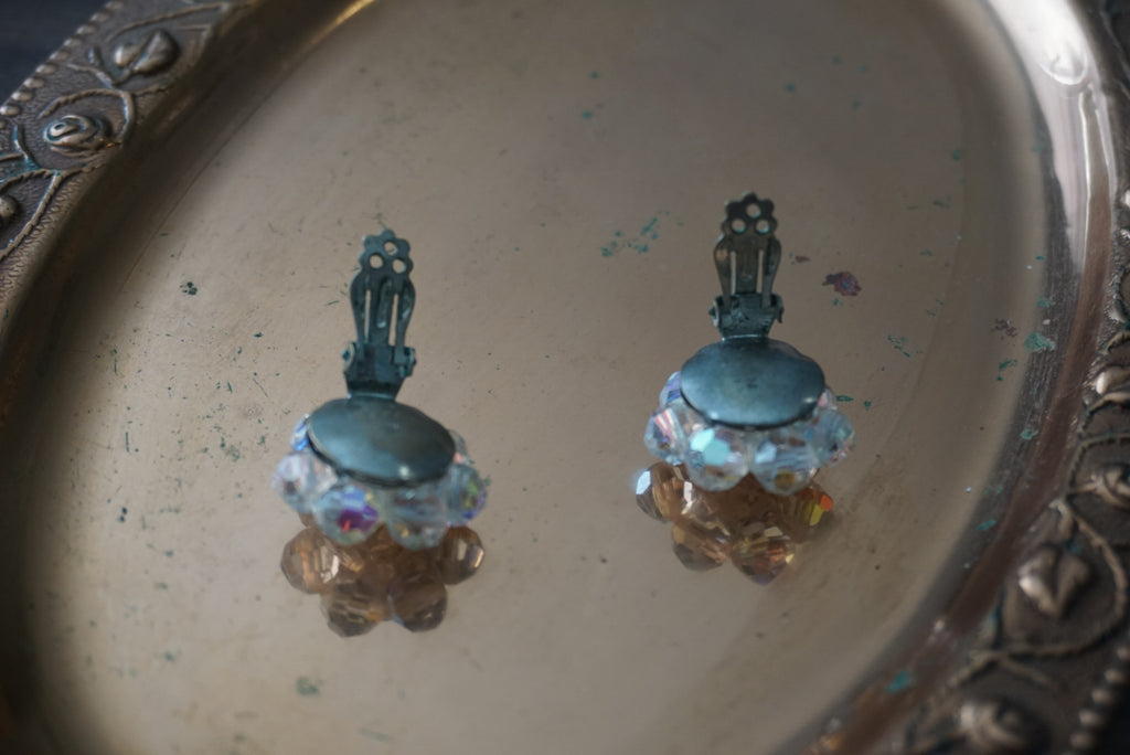 Vintage Crystal Flower Earrings