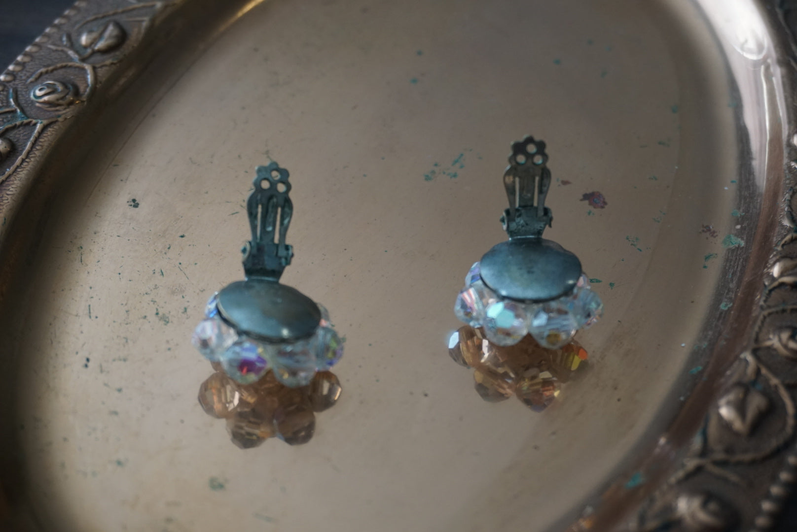 Vintage Crystal Flower Earrings