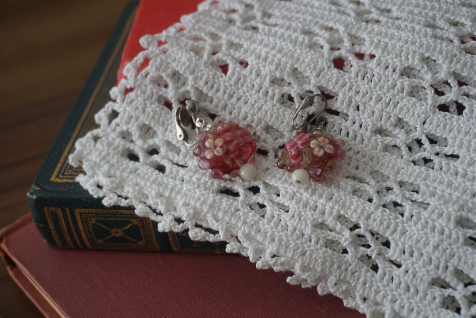 Vintage Floral Clip-On Earrings