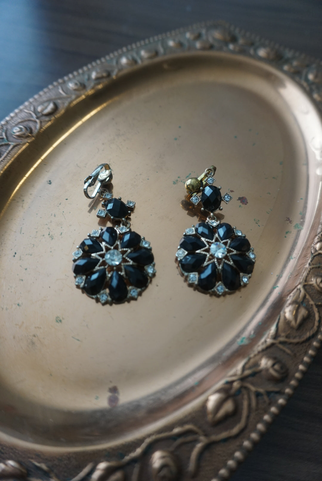 Vintage Black and Gold Earrings