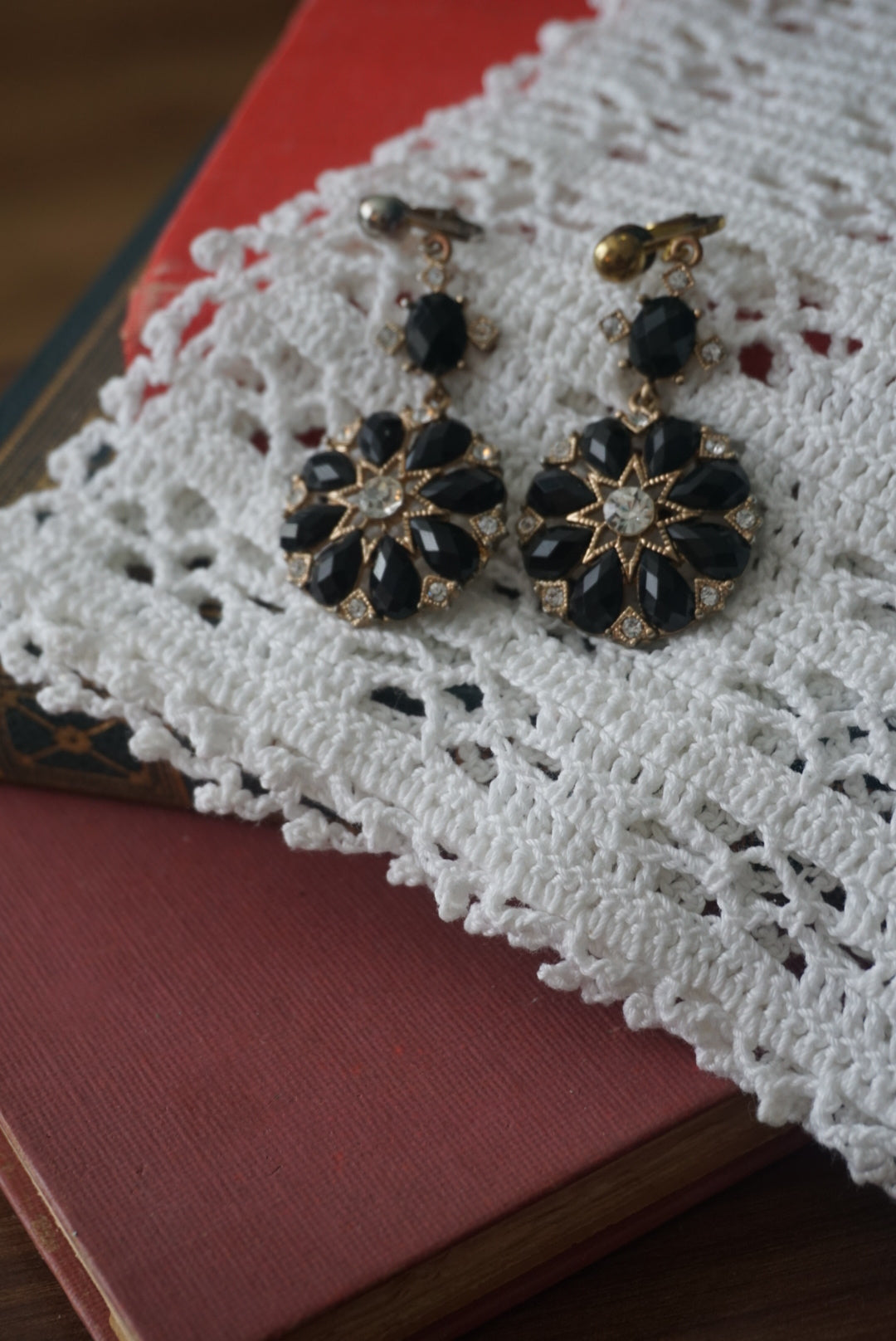 Vintage Black and Gold Earrings