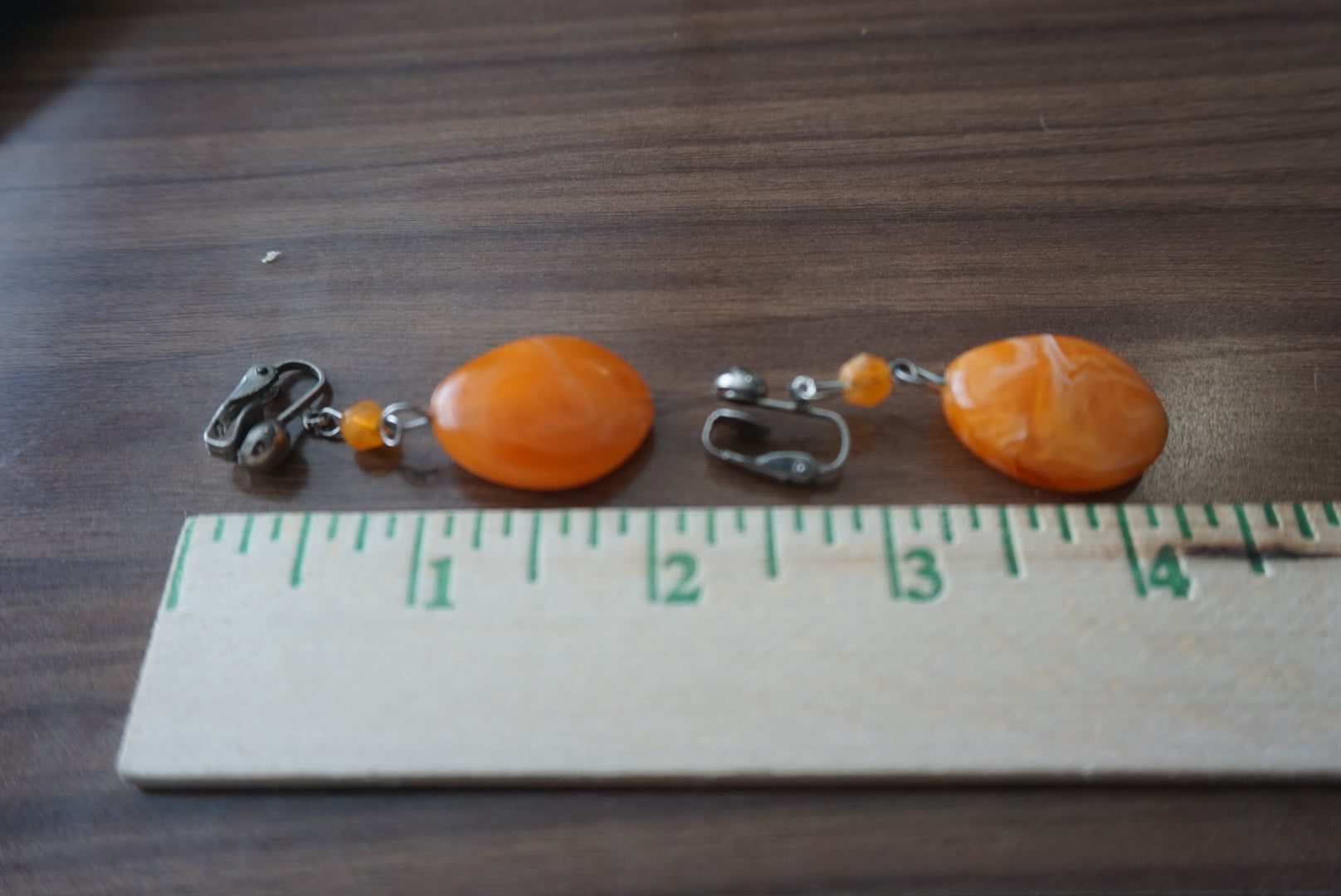 Vintage Amber Clip-On Earrings
