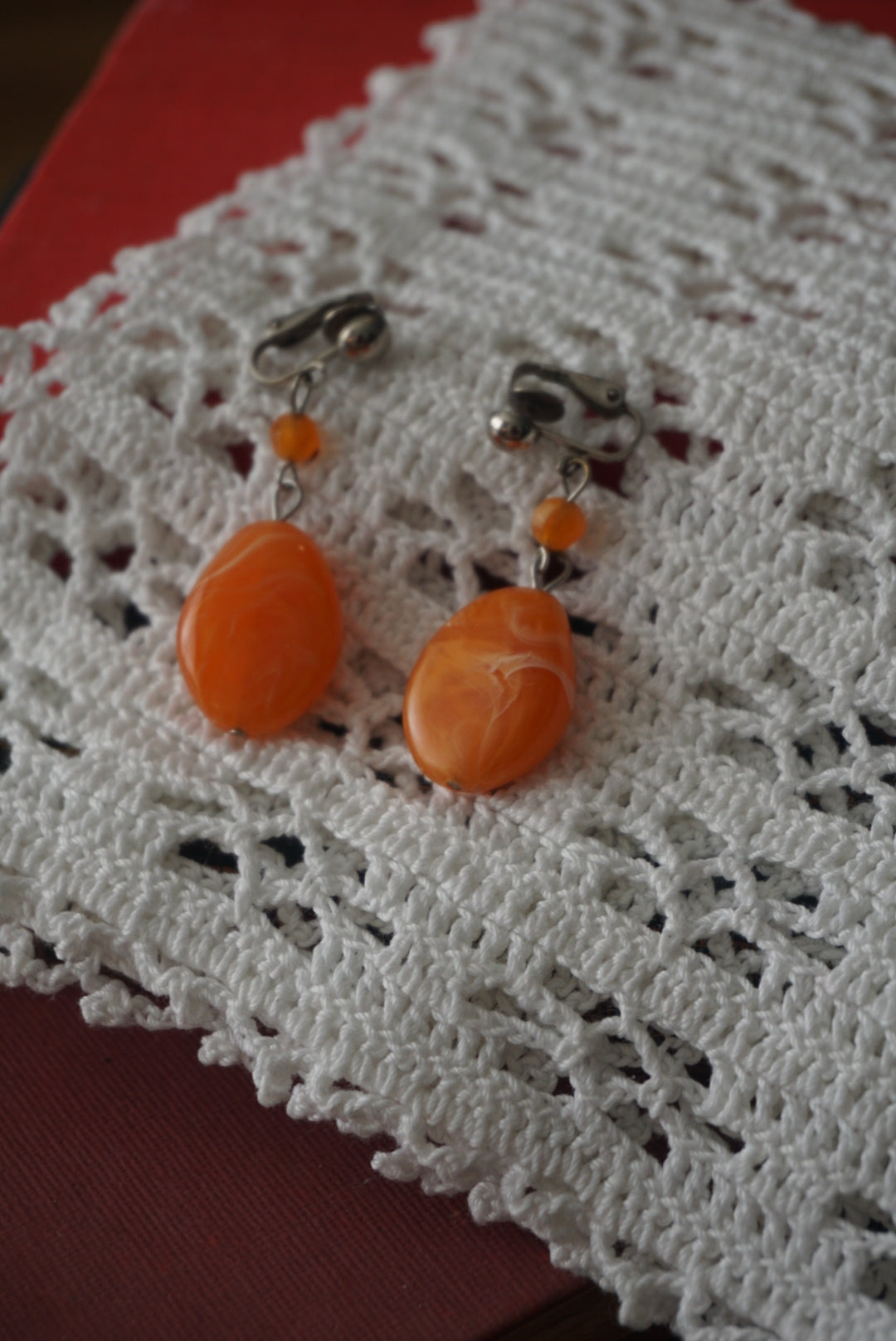 Vintage Amber Clip-On Earrings