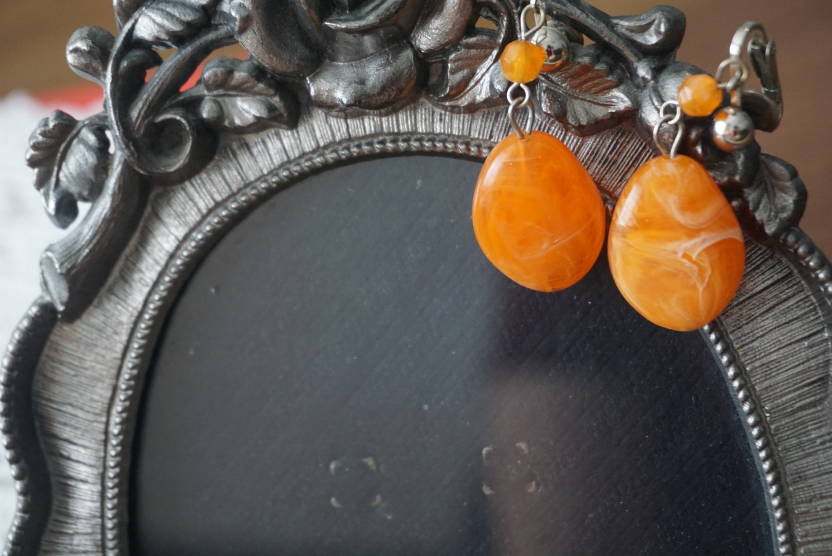Vintage Amber Clip-On Earrings