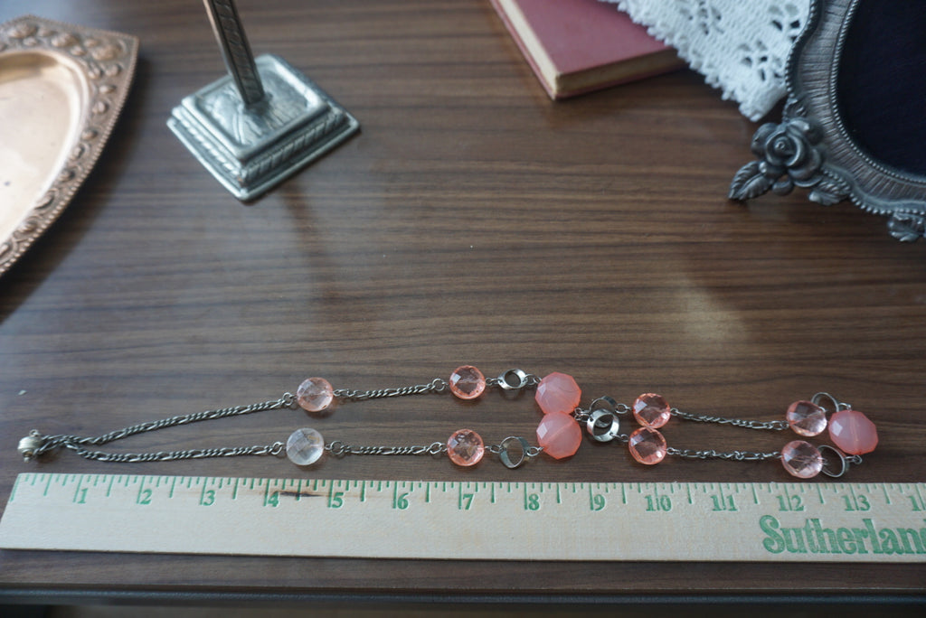 Pink and Clear Beaded Necklace