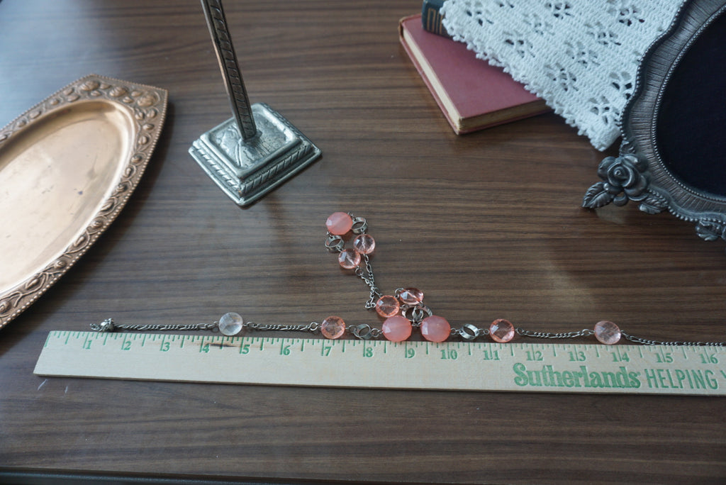 Pink and Clear Beaded Necklace