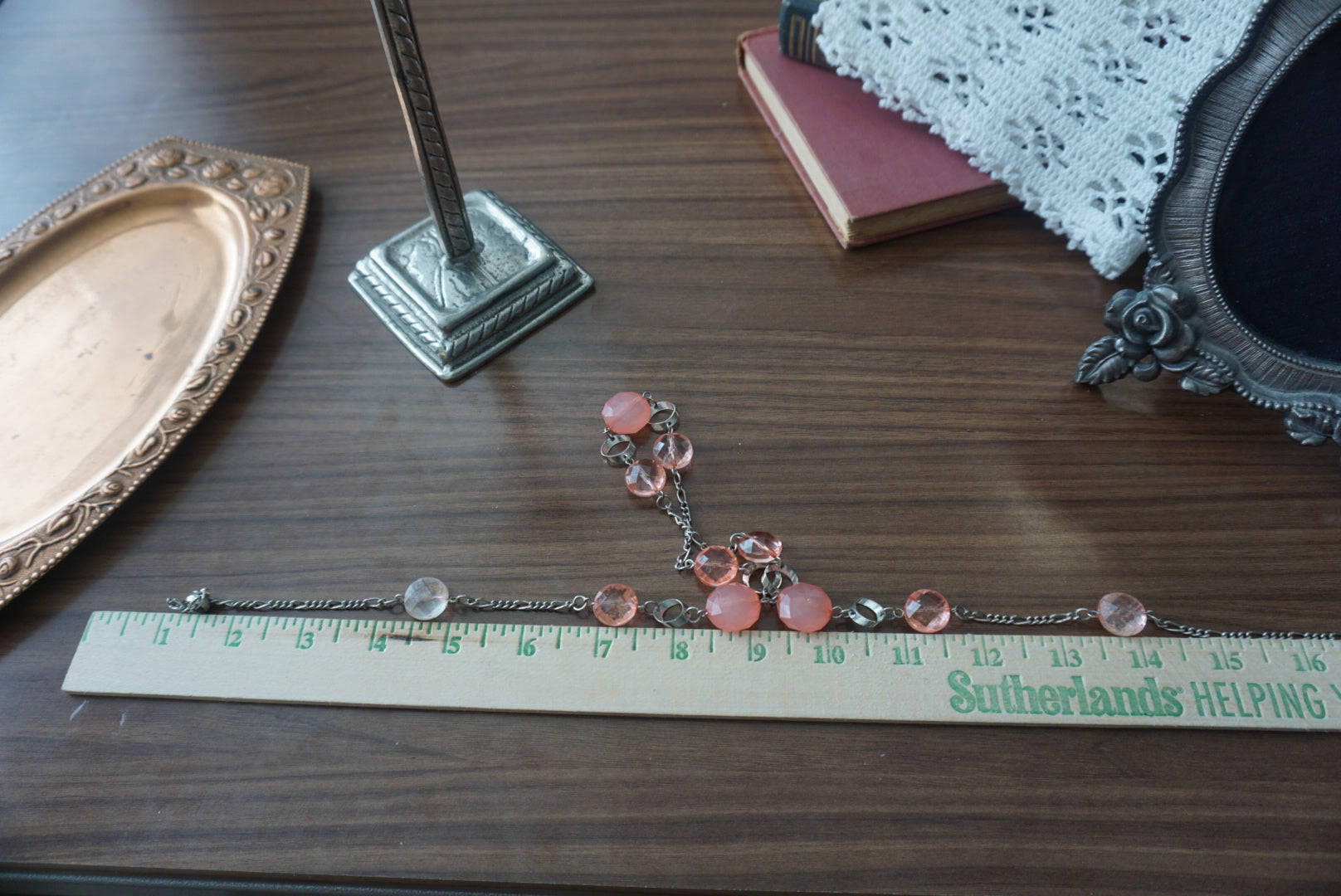Pink and Clear Beaded Necklace