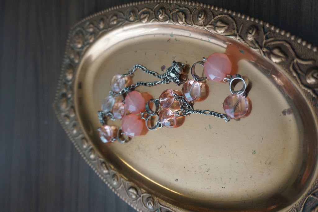 Pink and Clear Beaded Necklace