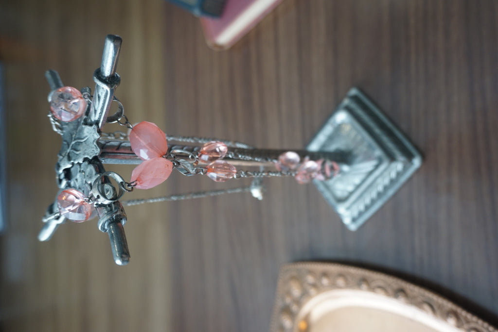 Pink and Clear Beaded Necklace