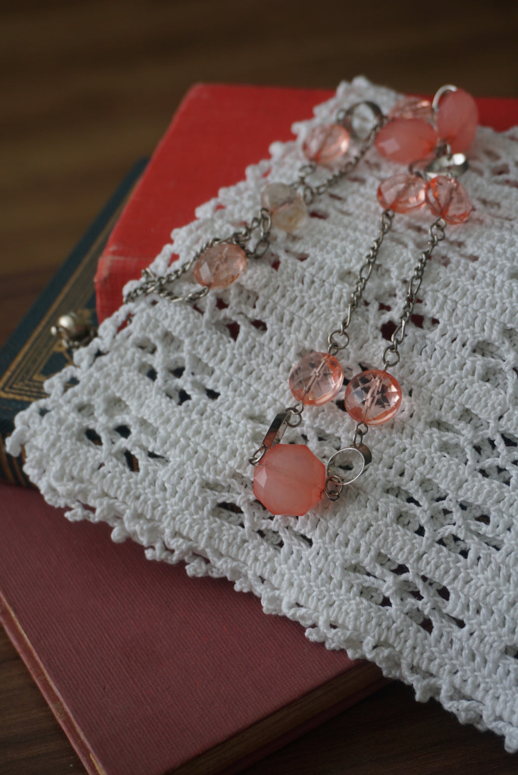 Pink and Clear Beaded Necklace