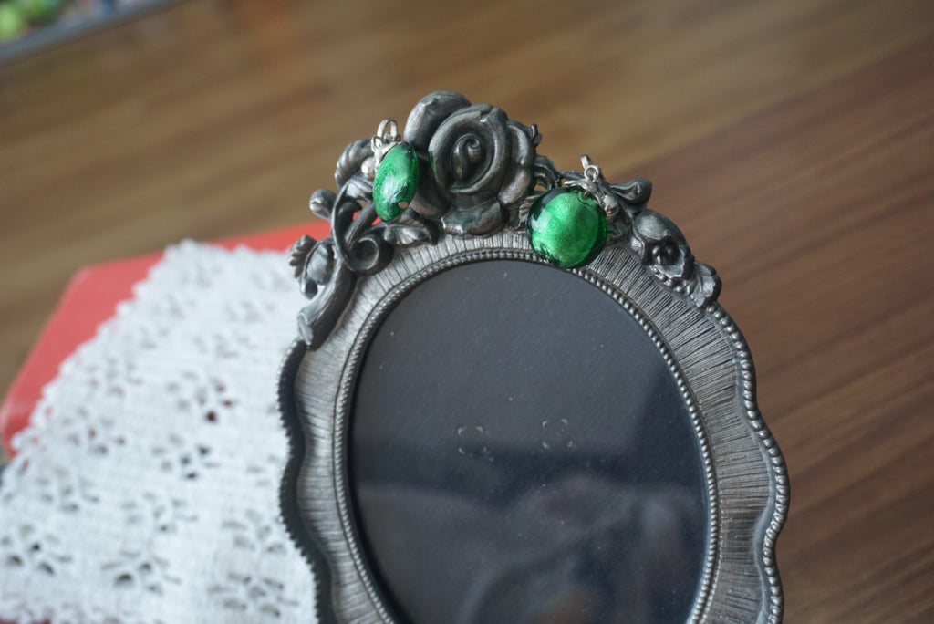 Green Glass Clip-On Earrings