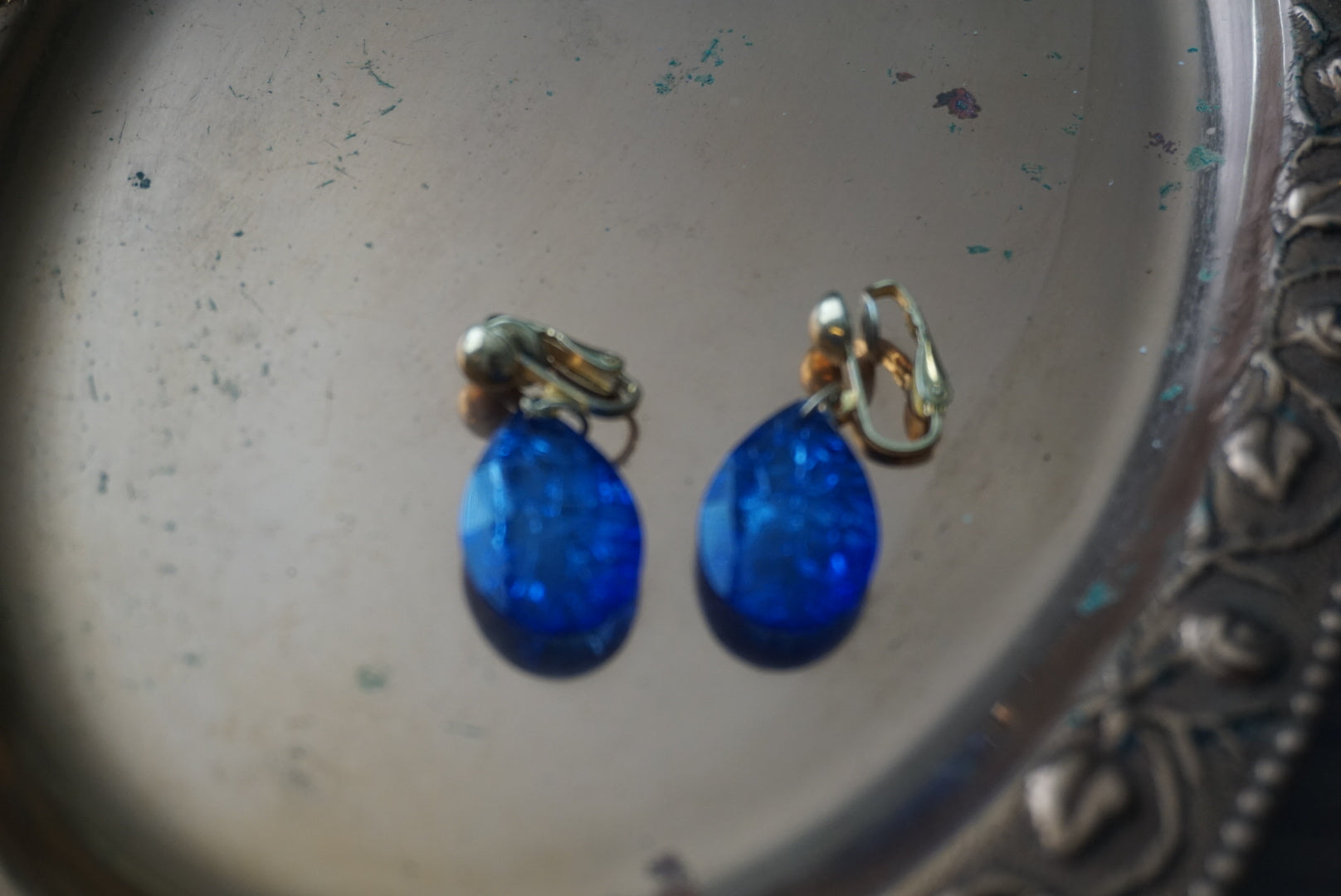 Blue Tear Drop Earrings