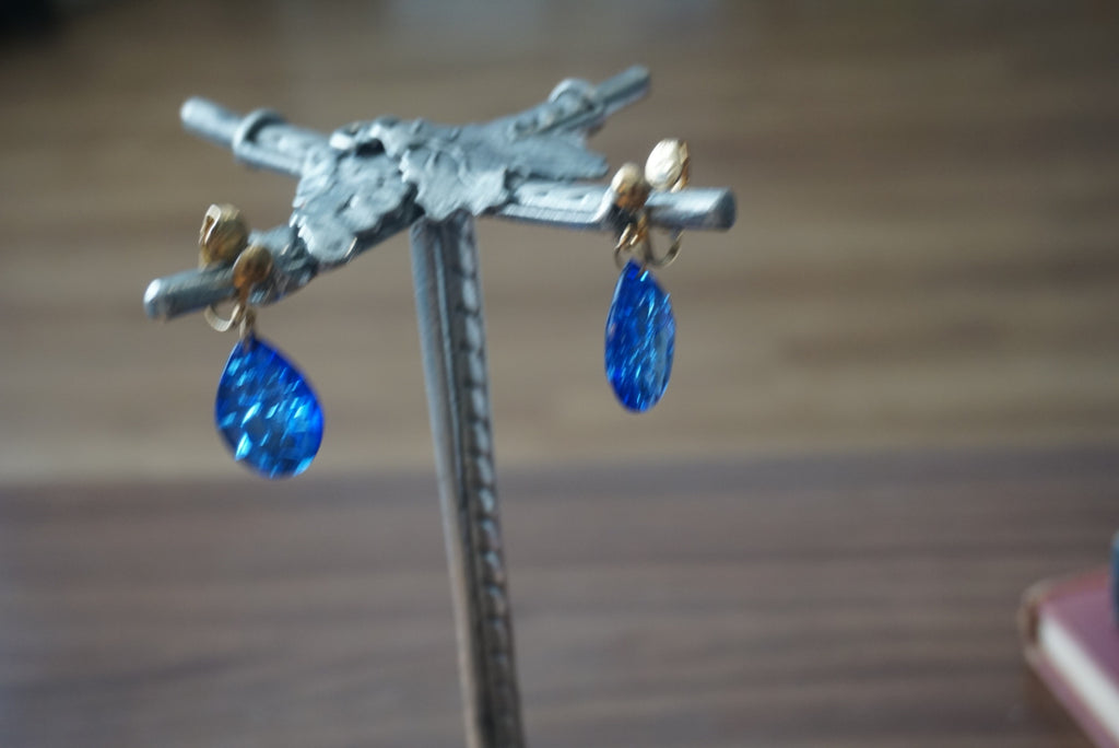 Blue Tear Drop Earrings