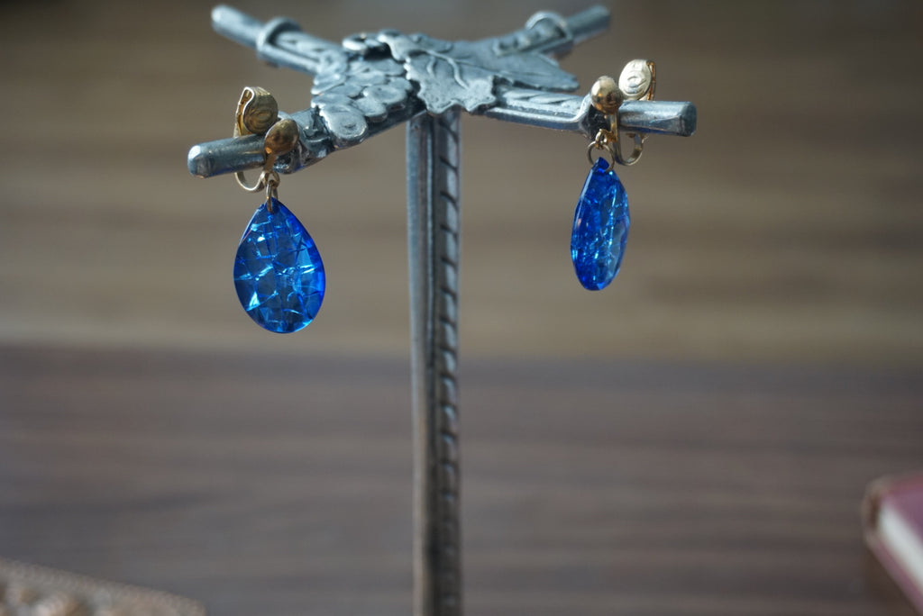 Blue Tear Drop Earrings
