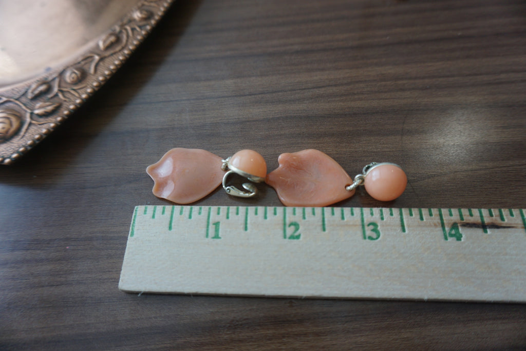 Coral Floral Clip-On Earrings