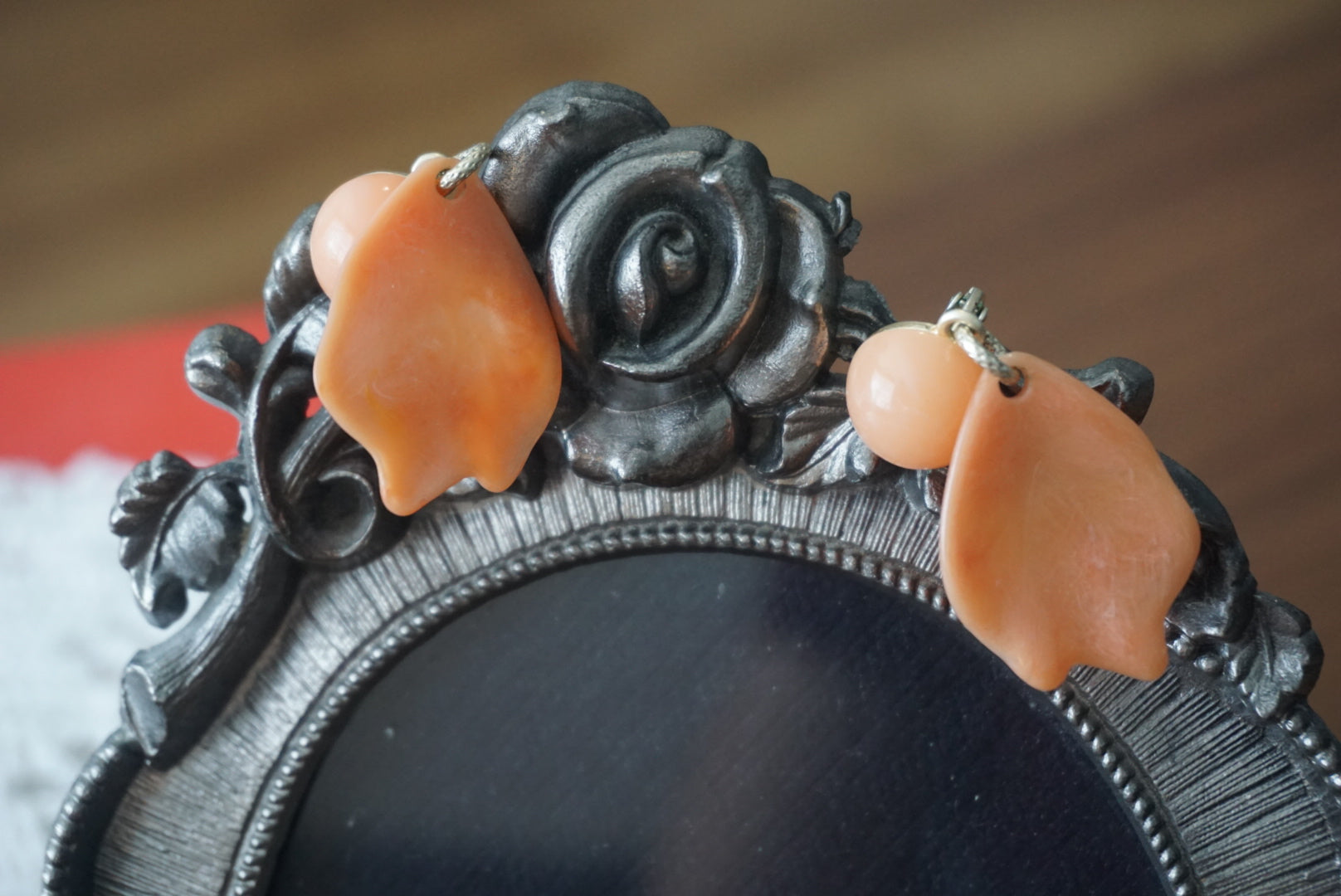 Coral Floral Clip-On Earrings